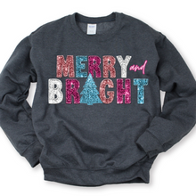 Load image into Gallery viewer, Wholesale Merry and Bright Bling Graphic Tee - Fuchsia Sweatshirt