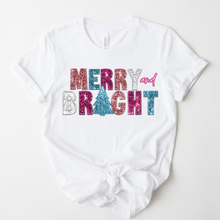 Load image into Gallery viewer, Wholesale Merry and Bright Bling Graphic Tee - White Tee