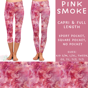IReady to Ship - Pink Smoke Capri Length Leggings - Sport Pocket OS & No Pocket TC2