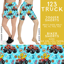 Load image into Gallery viewer, Batch #555 - Cool Characters 7 - Closes 7/13 - ETA mid Sept - 123 Truck Biker &amp; Jogger Shorts
