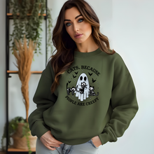 Load image into Gallery viewer, Wholesale Cats People are creepy - Military Green Sweatshirt
