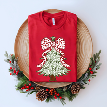 Load image into Gallery viewer, Wholesale Green Christmas Tree Coquette Graphic Tee - Red Tee
