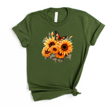 Load image into Gallery viewer, Wholesale Fall sunflowers Graphic Tee - Olive Tee
