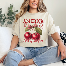 Load image into Gallery viewer, Wholesale Cherries land of the free Graphic Tee - White Tee
