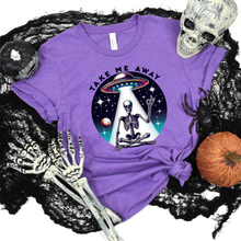 Load image into Gallery viewer, Wholesale Take me away Skeleton Graphic Tee - Heather Team Purple Tee
