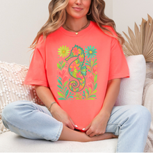 Load image into Gallery viewer, Wholesale Seahorse Floral Graphic Tee - CC Neon Orange Tee
