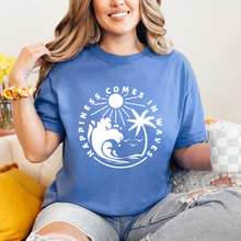 Load image into Gallery viewer, Wholesale Happiness comes in waves Graphic Tee - CC Mystic Blue Tee
