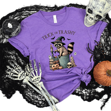 Load image into Gallery viewer, Wholesale Trick or Trashy Graphic Tee - Heather Team Purple Tee
