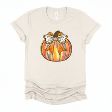 Load image into Gallery viewer, Wholesale Colorful Pumpkin Bow Graphic Tee - Heather Dust Tee
