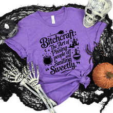 Load image into Gallery viewer, Wholesale Bitchcraft Halloween Graphic Tee - Heather Team Purple Tee

