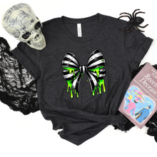 Load image into Gallery viewer, Wholesale Spooky Slime Bow Graphic Tee - Heather Charcoal Tee
