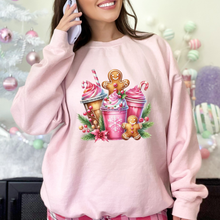 Load image into Gallery viewer, Wholesale Pink Gingerbread Coffee Sweatshirt - Light Pink Sweatshirt
