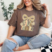 Load image into Gallery viewer, Wholesale Give Thanks Bow Graphic Tee - CC Espresso Tee
