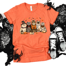 Load image into Gallery viewer, Wholesale Cute Halloween Cats Graphic Tee - Heather Orange
