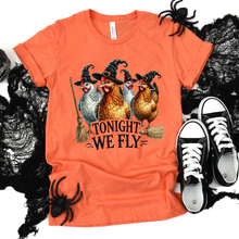 Load image into Gallery viewer, Wholesale Funny Halloween Chickens Graphic Tee - Heather Orange Tee
