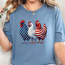 Load image into Gallery viewer, Wholesale Patriotic Chickens Graphic Tee - Steel Blue Tee
