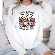 Load image into Gallery viewer, Wholesale Cats, Because People are Creepy Graphic Tee or Sweatshirt - White Sweatshirt
