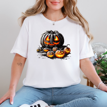 Load image into Gallery viewer, Wholesale Lit Up Pumpkins Graphic Tee - White Tee
