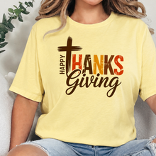 Load image into Gallery viewer, Wholesale Happy Thanksgiving Cross Graphic Tee - Heather French Vanilla
