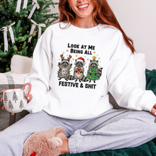 Load image into Gallery viewer, Wholesale Raccoons Festive &amp; Sh*t Sweatshirt - White Sweatshirt
