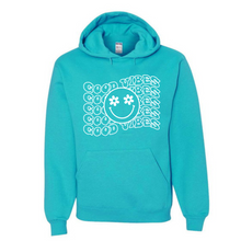 Load image into Gallery viewer, Wholesale Retro Good Vibes - Scuba Blue Hoodie
