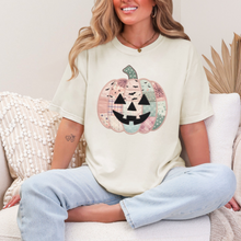 Load image into Gallery viewer, Wholesale Pink Patchwork Pumpkin Graphic Tee - CC Ivory Tee
