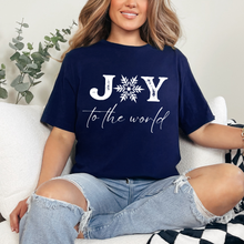 Load image into Gallery viewer, Wholesale Joy to the World Snowflake Graphic Tee - Navy Tee
