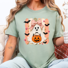 Load image into Gallery viewer, Wholesale Brushstroke Halloween Ghost Graphic Tee - Sage
