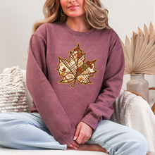 Load image into Gallery viewer, Wholesale Maple Leaf Patchwork Sweatshirt - Heather Dark Maroon Sweatshirt
