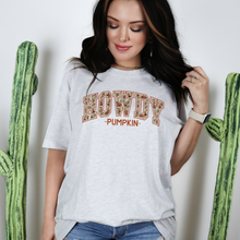 Load image into Gallery viewer, Wholesale Howdy Pumpkin Varsity Graphic Tee - Ash Grey Tee
