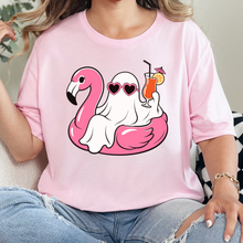 Load image into Gallery viewer, Wholesale Ghost with Pink Flamingo Graphic Tee - Soft Pink
