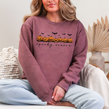 Load image into Gallery viewer, Wholesale Spooky Season Pumpkins Sweatshirt - Heather Dark Maroon Sweatshirt
