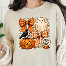 Load image into Gallery viewer, Wholesale Preppy Halloween Coquette Ghost Graphic Tee - Natural
