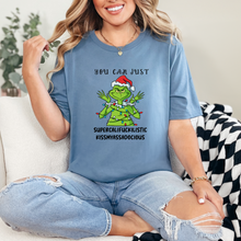 Load image into Gallery viewer, Wholesale Grinch You Can Just Graphic Tee - Steel Blue Tee
