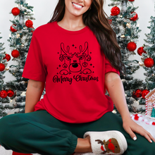Load image into Gallery viewer, Wholesale Merry Christmas Reindeer Graphic Tee - Red Tee
