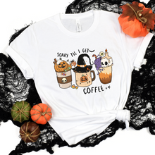 Load image into Gallery viewer, Wholesale Scary Coffee Graphic Tee - White Tee
