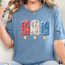 Load image into Gallery viewer, Wholesale 4th of July Popsicle Graphic Tee - Steel Blue Tee
