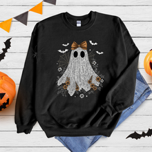 Load image into Gallery viewer, Wholesale Halloween Lace Ghost Cute Graphic Tee or Sweatshirt - Black Sweatshirt
