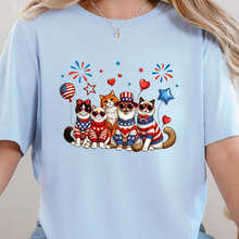 Load image into Gallery viewer, Wholesale Cats Patriotic Graphic Tee - Baby Blue Tee
