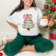 Load image into Gallery viewer, Wholesale Green Christmas Tree Coquette Graphic Tee - White Tee
