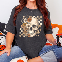 Load image into Gallery viewer, Wholesale Retro Floral Skull Graphic Tee - Dark Grey Heather
