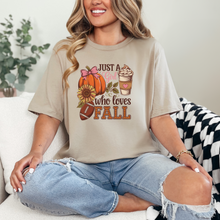 Load image into Gallery viewer, Wholesale Just a Girl Fall Graphic Tee - Tan Tee
