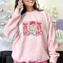 Load image into Gallery viewer, Wholesale Yarn Santa Ho Ho Ho Sweatshirt - Light Pink Sweatshirt
