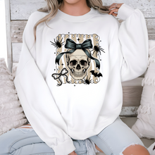 Load image into Gallery viewer, Wholesale Skull with Bow Sweatshirt - White Sweatshirt
