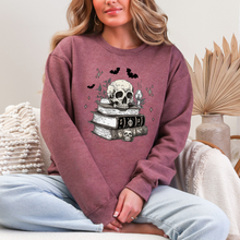 Load image into Gallery viewer, Wholesale Skull on Books Sweatshirt - Heather Dark Maroon Sweatshirt
