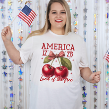 Load image into Gallery viewer, Wholesale Cherries land of the free Graphic Tee - Heather Dust Tee
