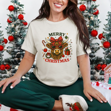 Load image into Gallery viewer, Wholesale Merry Christmas Cow Graphic Tee - Natural Tee

