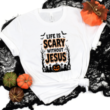 Load image into Gallery viewer, Wholesale Life Is Scary without Jesus Graphic Tee - White
