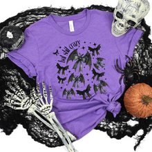 Load image into Gallery viewer, Wholesale Bat Shit Crazy Bow Graphic Tee - Heather Team Purple Tee
