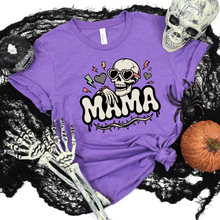 Load image into Gallery viewer, Wholesale Funny Halloween Mama Graphic Tee - Heather Team Purple Tee
